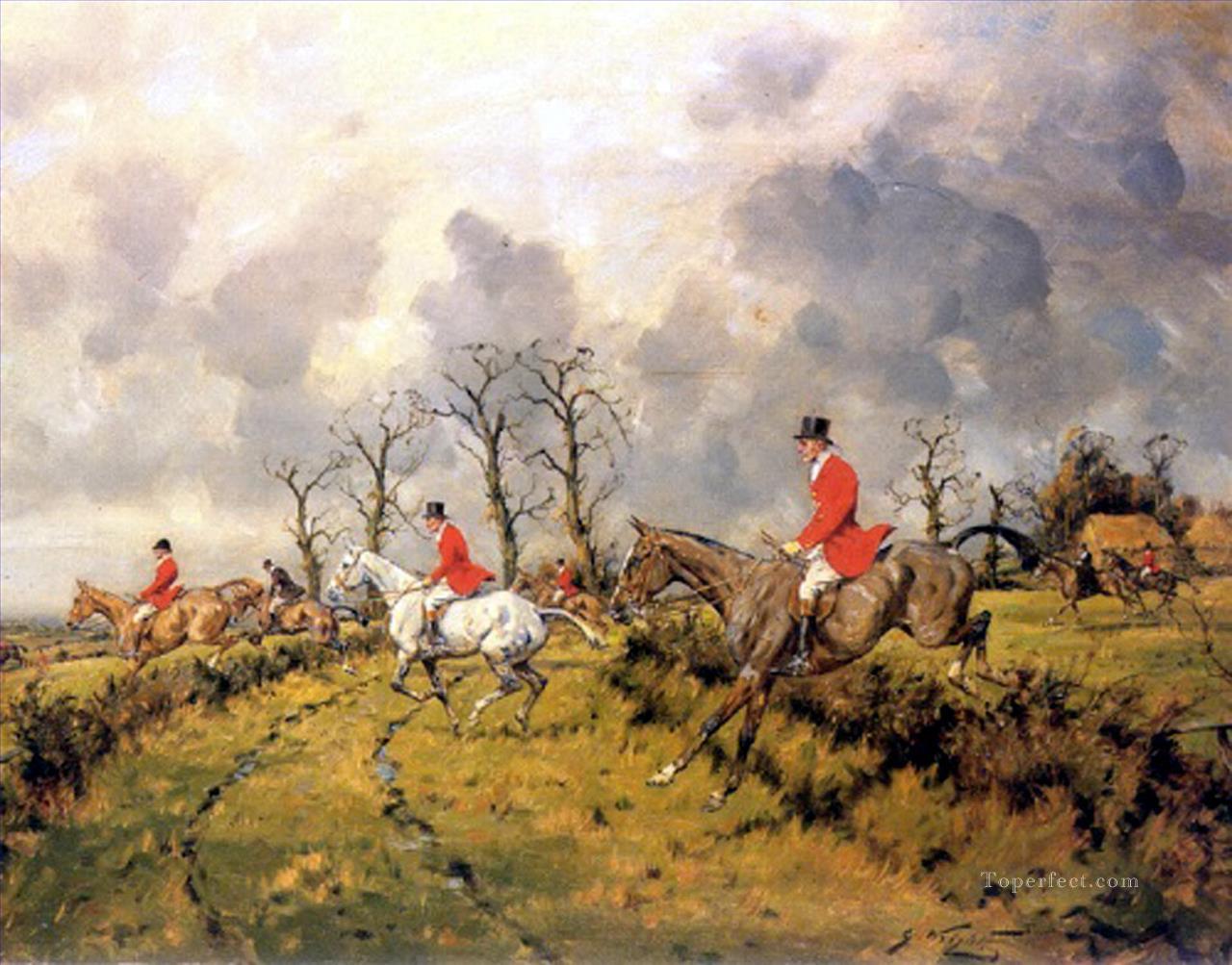 running hunters on horses Oil Paintings
